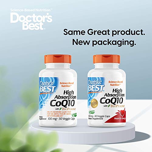 Doctor's Best High Absorption Coq10 With Bioperine, Vegan, Gluten Free, Naturally Fermented, Heart Health & Energy Production, 100 Mg 30 Veggie Caps #TOP3