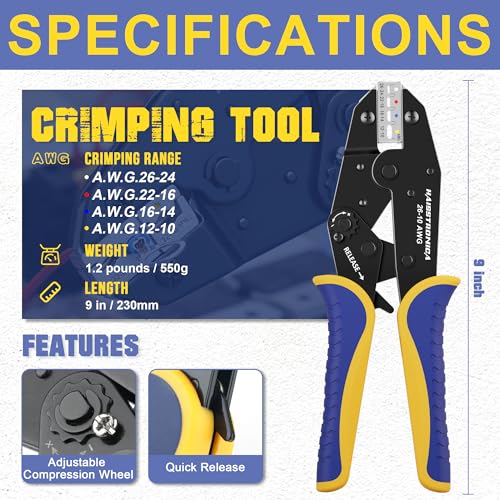 haisstronica 280PCS Ratchet Crimper Kit, Heat Shrink Terminals, Stripper - Image 5