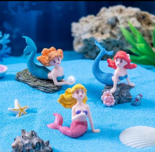 Image of VRB Dec 4 Pcs Miniature Showpiece Set for Home Decor,Car Dashboard,Valentine,Living Room,Gifts Figurines,Cake Decoration Items,Figurines for Home Decor. (4 Pcs Aquarium Fairy Miniatur)