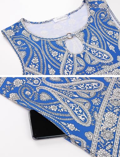 Image of SimpleFun Summer Dresses for Women 2025 Beach Floral Tshirt Sundresses Casual Boho Dress with Pockets