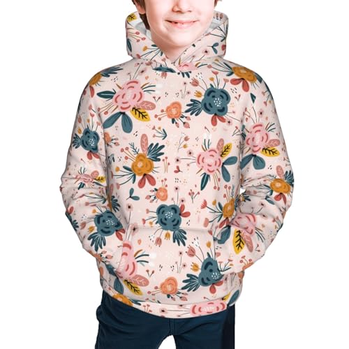 Floral with Rose Kid Hoodies Boys Sweatshirts Girls Pullover with Pocket3