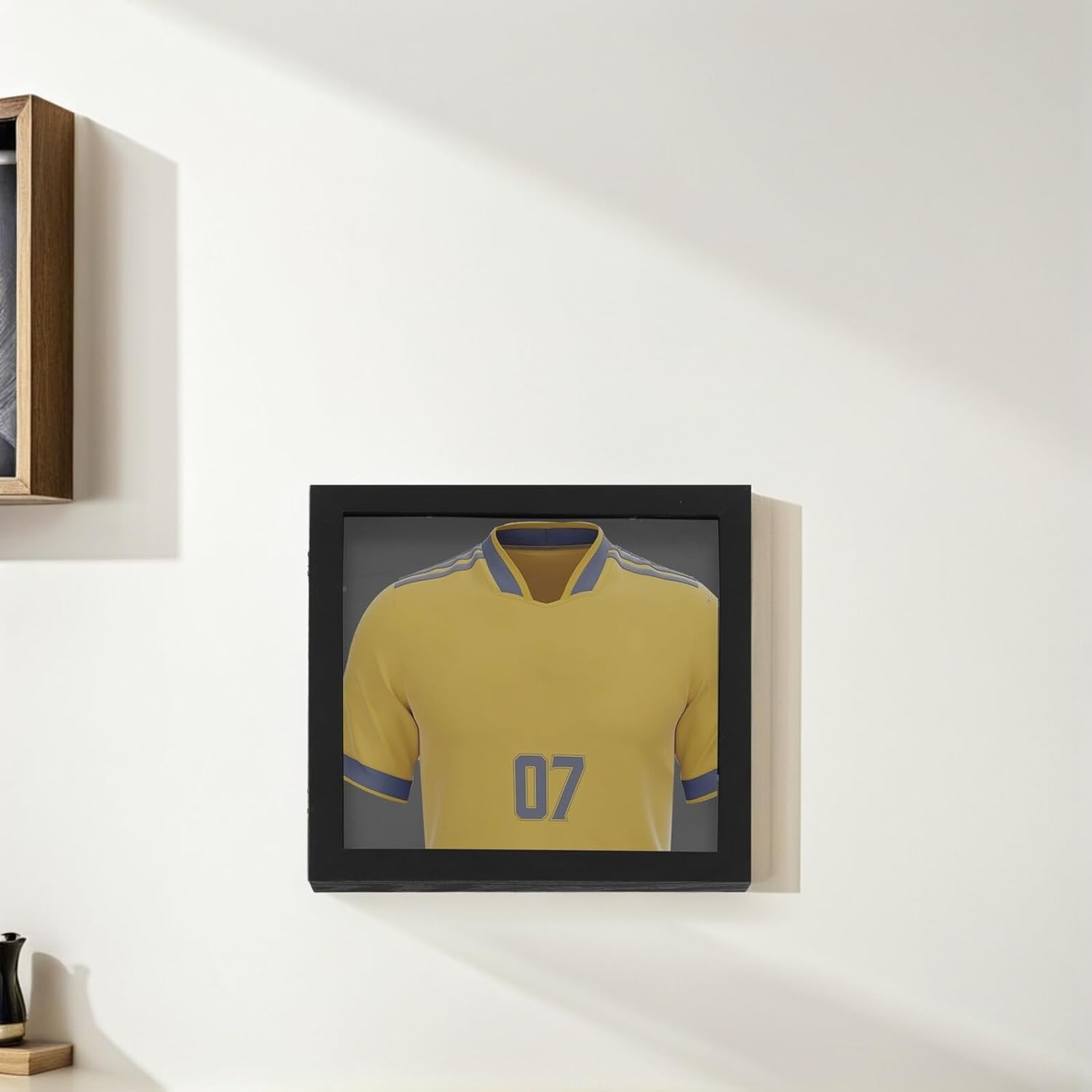 Sports Jersey Display Shadow Box Frame 13x13 Wooden Shirt Display Case for Football Basketball Baseball Memorabilia Wall Decor