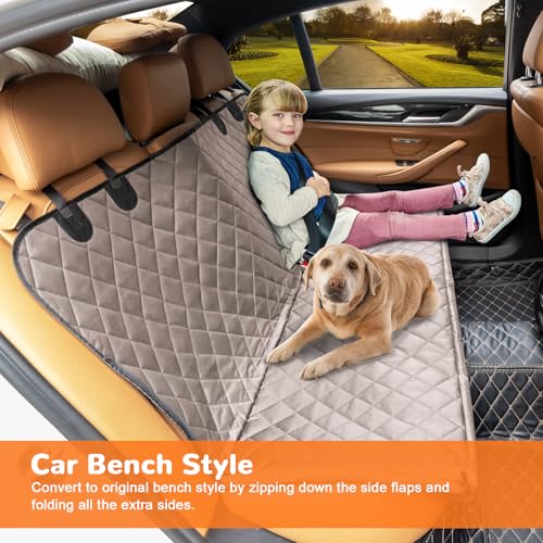 Image of URPOWER Dog Car Seat Cover for Pets 100% Waterproof Seat Cover Hammock 600D Heavy Duty Scratch Proof Nonslip Durable Soft Back Seat Covers for Full Size Trucks