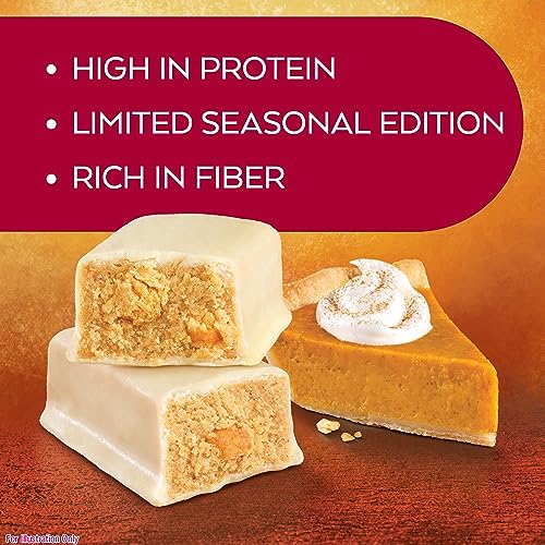 Image of Atkins Pumpkin Pie Snack Bar, 10g Protein, 3g Net Carbs, 5 Count | High Fiber, Great On-the-Go Snack, 2g Sugar, Individually Wrapped, Delicious Pumpkin Flavor