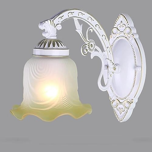 Miniatura 1 de Aplique de pared de estilo europeo vintage acampanado flor vidrio luz oro blanco rústico lámpara de metal moderno sombra degradado E26E27 base para