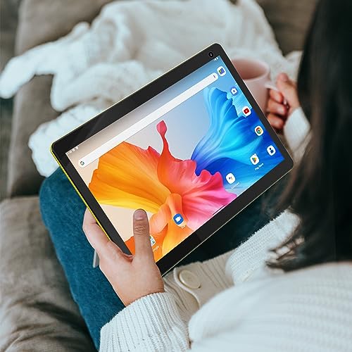 Image of Coopers 10 inch Tablet, Android 12, 32GB ROM 512GB, Quad Core Processor, 6000mAh Battery, 1280x800 IPS Touchscreen, 2+8MP Dual HD Camera, PC, Bluetooth, WiFi, Yellow
