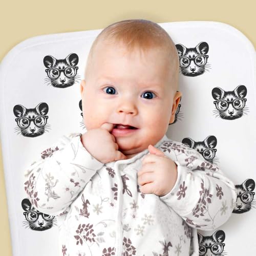 Azeeda 'Mouse Wearing Glasses' Baby Burp/Wash Cloth (BC00032197)2