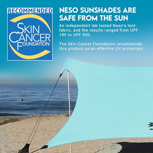 Image of Neso Gigante Portable Beach Tent Sun Shelter - Lightweight Beach Shade Canopy - Easy Setup for Family Outings - Patented Reinforced Corners - UPF 50+ Sun Protection - 8ft Tall, 11 x 11ft - Seafoam