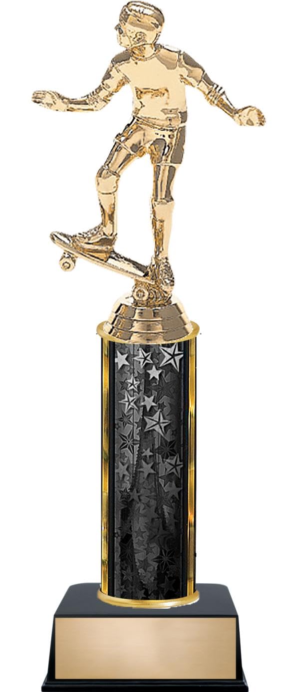 Customizable 11 Skateboard Rider Black Star Trophy Award Engrave Now