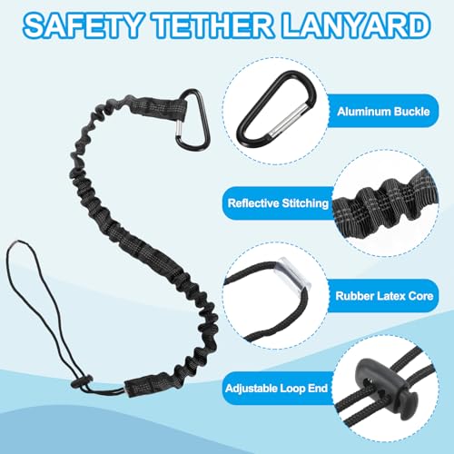 Image of MECCANIXITY Retractable Tool Lanyard 3ft with Single Aluminum Buckle and Adjustable Loop End, Maximum Weight Limit 10KG / 22lb, Safety Fall Protection Tools Leash, Black 6 Pack