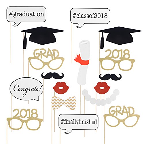 Graduation Photo Props Graduation Phtoto Booth Props OULII 2018 Graduation Party Decorations Pack of 17