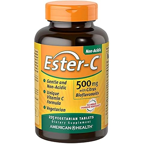 Ester-C American Health with Citrus Bioflavonoids Vegetarian Tablets, 24-Hour Immune Support, Gentle on Stomach, Non-Acidic Vitamin C, Non-GMO, Gluten-Free, Vegan, 112 Servings, 500 mg, 225 Count Cover