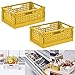 Barrageon 2 Pezzi Plastica Pieghevole Cestini Multifunzione Contenitore Cassetta Con Manici Maniglie Impilabile Frutta Verdura Cibo Giocattolo Scatola Portaoggetti (Giallo)