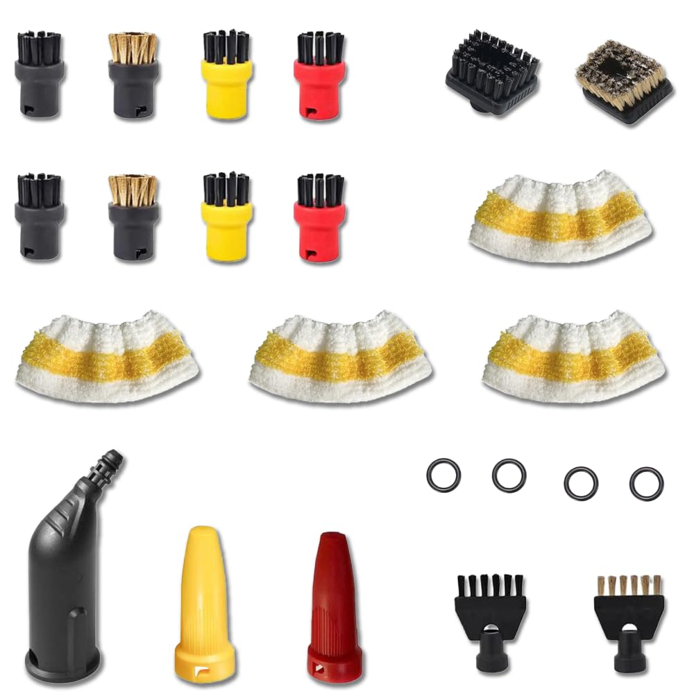 23 Stück Zubehör für Kärcher Dampfreiniger Easyfix SC1 SC2 SC3 SC4 SC5, Dampfreiniger Bürste Set, inkl Gebogene Düse, Mikrofaser-Tuch, Professionelles Reinigungs Zubehör Mikrofasertuch-Handdüse