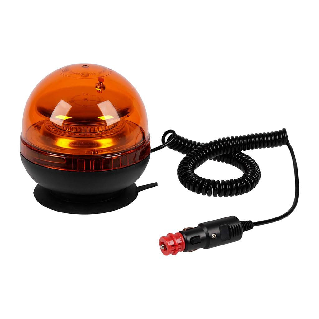 OROK 648161 Gyrophare LED Orange Magnétique 12V/24V – 45 LED Haute Visibilité – Fixation Ventouse – Allume-Cigare – Étanche Antichoc – Tracteur Camion Remorque Chantier