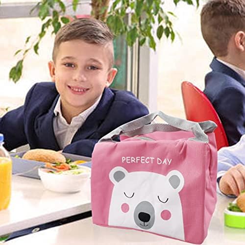 Lunch Bag for Girl, Mini Insulated Lunch Bag, for Girls Kids Cooler Bag Kids Picnic Bag Cute Waterproof Lunch Bag Foldable Lunch Bag for Work Office School Picnic(Little Bear)