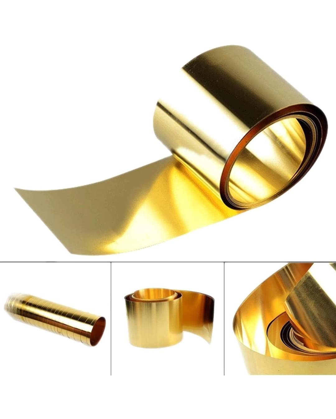 Aviation Metal & Alloys Golden Brass Sheet Roll, Metal Foil Plate 100mm x 1000mm x 0.05mm For Decorations Art & Craft/Research & Development 2