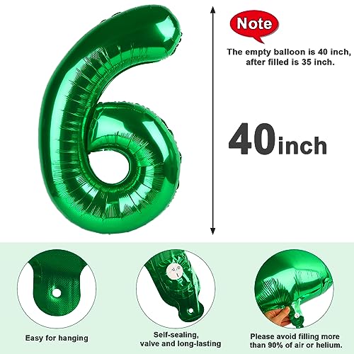 Image of 6 Balloon Numbers Birthday Decorations, 40In Green Balloons for Men Women | Eye-catching Appearance, Perfect Decorative Centerpieces, Convenient Self-sealing Structure, Widely for Various Occasions