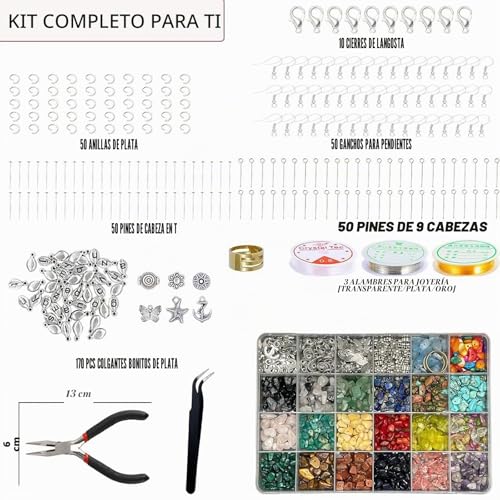 Miniatura 2 de Juego De 24 Colores Para Hacer Joyas, 1073 Cuentas De Piedras Preciosas Naturales Con Agujero, Cuentas De Piedra De 5 A 7 Mm Para Manualidades, Joyas, Pulseras, Collares Y Pendientes, Juego De Cuentas