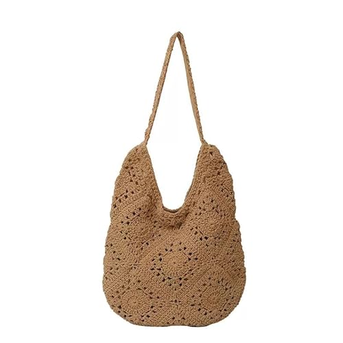 Image of Meufam Straw Bobo Bags for Women Vintage Shoulder Woven Tote Bag Everything Designer Beach Bag Holiday Work Everyday Summer (Khaki)