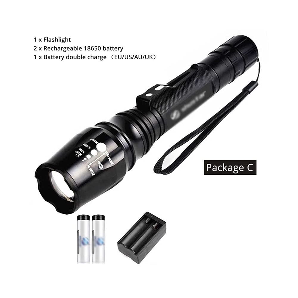 Cadena de Luces Linterna LED Brillante Antorcha con Zoom 5 Modos de iluminación Iluminación Exterior Utilizada para Aventuras de Campamento, Paseos nocturnos de Caza Iluminación de festivale