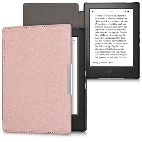 kwmobile hoes compatibel met Kobo Aura H2O Edition 1 - Fliphoes voor e-reader in roségoud - Imitatieleren cover - Image 6