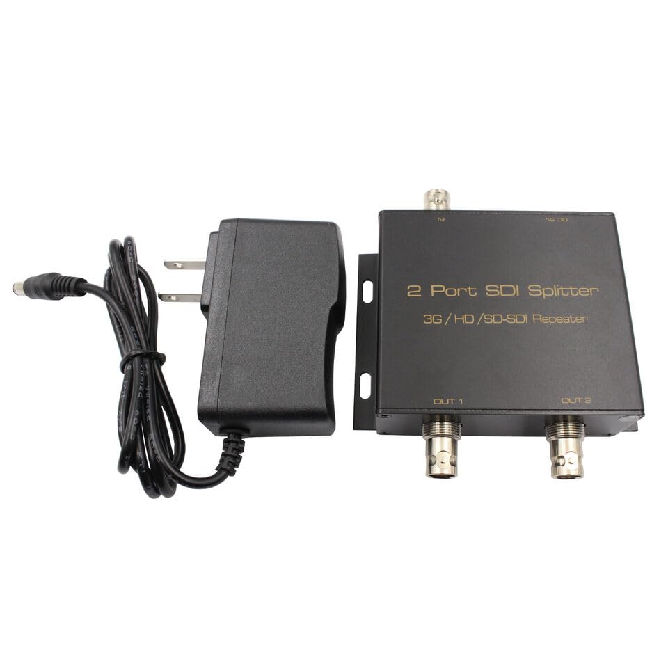 SDI Splitter 1x2 Supports SD-SDI, HD-SDI, 3G-SDI up to 1320 Ft