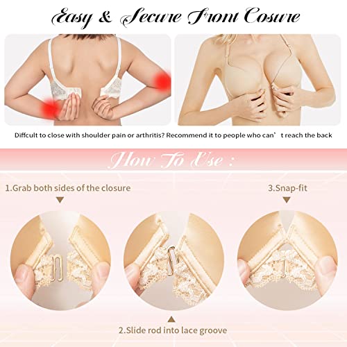 Wingslove Womens Racerback Push Up Bra Plunge Front Closure Padded Underwire T-Shirt Bra(Nude,32B) #TOP4