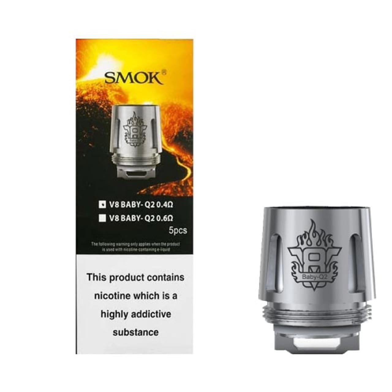 Authentique SMOK TFV8 BABY Resistance 0,4 Ohm 5 BEAST Atomiseur (V8 - Q2  Resistance) Sans Tabac Ni Nicotine Cigarette Electronique : Amazon.fr:  High-Tech
