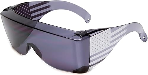 Calabria 3000 Fitover - Gafas de seguridad sobre graduadas, color gris humo, para hombres y mujeres, con tinte envolvente, antirreflejos