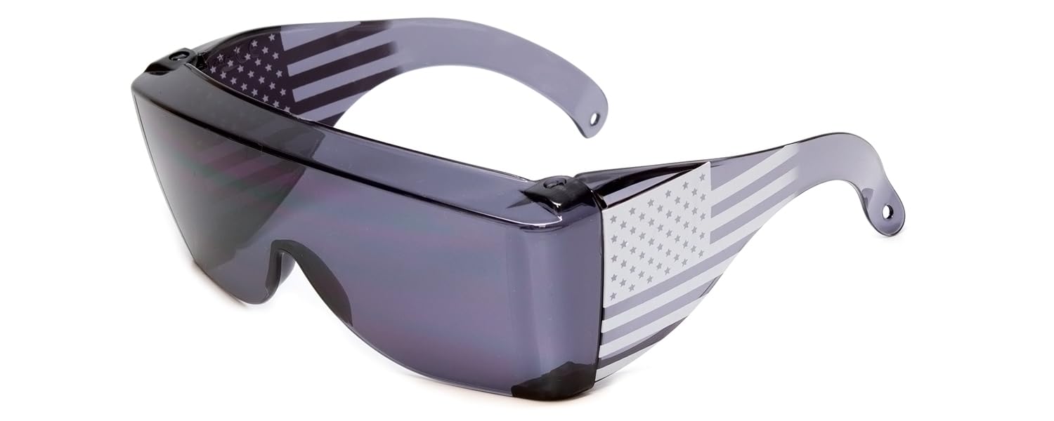 Calabria 3000 Fitover Gafas de seguridad sobre gafas graduadas Gris humo EE. UU. Hombres Mujeres Envoltura teñida Antideslumbrante