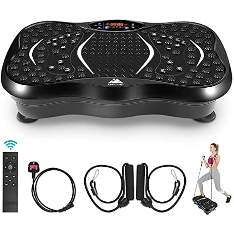 EVOLAND Vibration Plate, Vibration Fitness Trainer with 5 Program Modes, 4.2 Bluetooth Speaker, 2 Resistance Bands, Unisex Vibration Plate Exercise Machine for Fitness Body Toning Cover