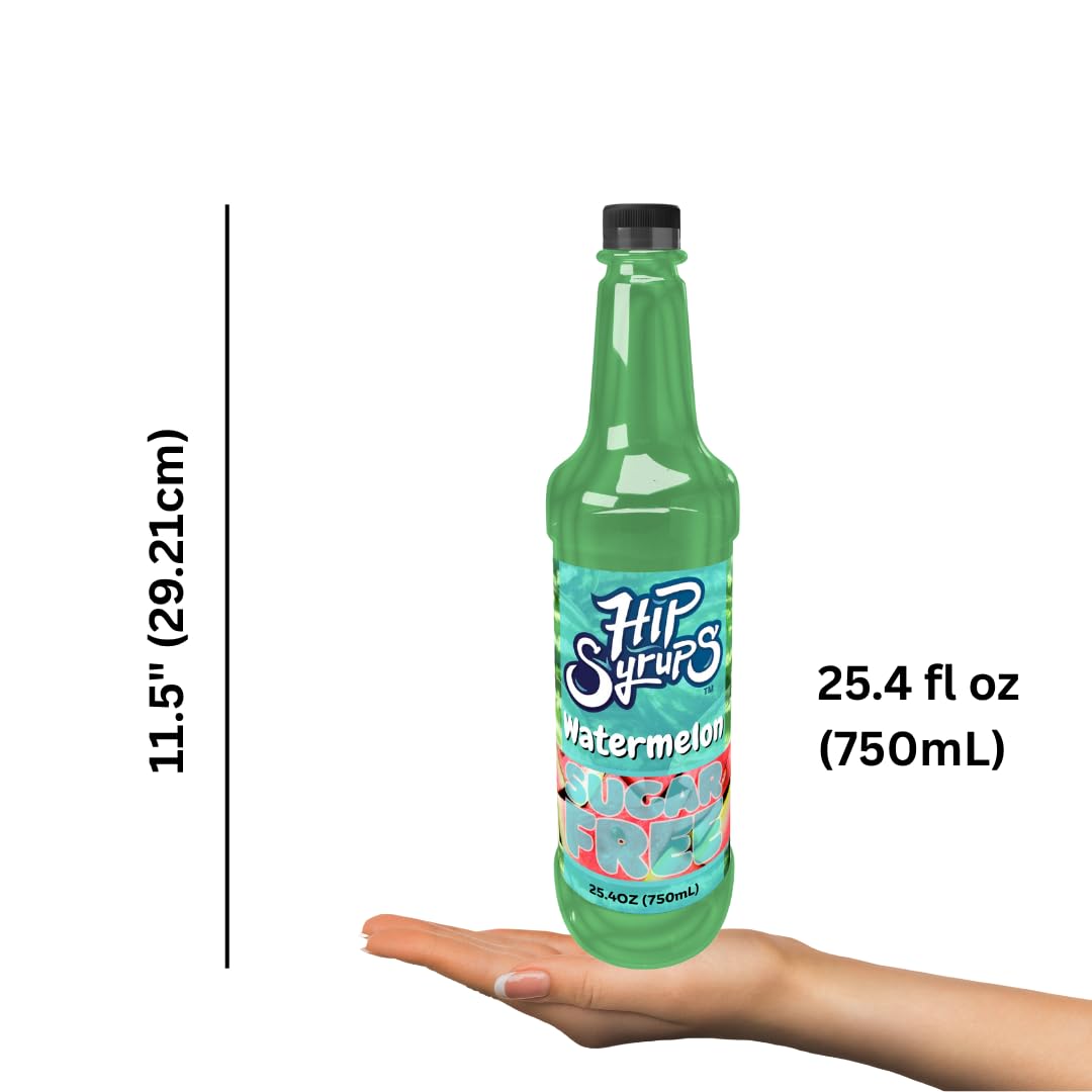 Hip Syrups - Watermelon Sugar Free Simple Syrup Designed for Water Flavor, Bubble Tea, Boba Tea, Cocktails, Watermelon Flavoring, Water Enhancer, Drink Mix for Ice Tea, Lemonade & More, Zero Calorie Flavoring, Keto Friendly, Sugar Free