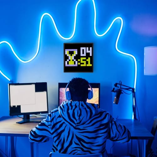 Image of Merkury Innovations Tech Solutions Smart Bluetooth Pixel Frame - 32x32 Programmable RGB LED Display for Art, Animations, Digital Clock, DIY Decor, and Gaming Accessories