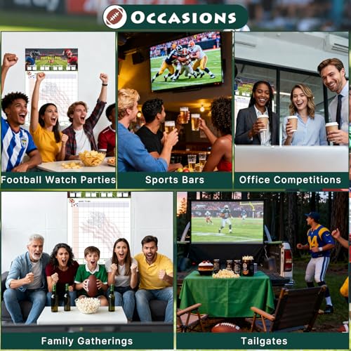 Aolamegs 2 Pcs Football Squares Board 2026, Football Pool Poster for Big Game Party Games, Party Essentials for Tailgating, Squares Board 100 Grids, 19"×28" - Image 6