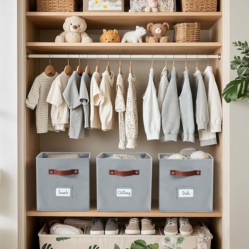 Image of DECOMOMO Cube Storage Bins | Fabric Storage Cubes with Label Holders, Cubby Storage Organizer Bins for Organizers Shelves Closet Toys Clothes (11 inch / 6pcs, Grey)