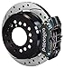 NEW WILWOOD REAR DISC BRAKE KIT, 11" DRILLED ROTORS, BLACK CALIPERS, PADS,COMPATIBLE WITH 1970-1974 FORD MUSTANG,FAIRLANE,FALCON,MAVERICK,RANCHERO,TORINO,MERCURY COUGAR,COMET,CYCLONE,MONTEGO