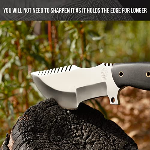 BIGCAT-ROAR-Handmade-Tracker-Knife-Full-Tang-Fixed-Blade-Hunting-Knife-with-Sheath-and-Ergonomic-Handle-12-EDC-D2-Steel-Outdoor-Knife-Black-Jaguar