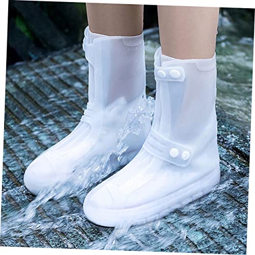 Outanaya 1 par de cubiertas impermeables para zapatos de silicona para lluvia, tallo alto, PVC blanco para niños miniatura 7