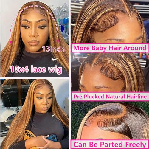 Ombre-Lace-Front-Wig-Human-Hair-28inch-Highlight-13x4-HD-Straight-Lace-Front-Wigs-180-Density-427-Colored-Honey-Blonde-HD-Lace-Frontal-Wigs-For-Women-Glueless-Pre-Plucked-with-Baby-Hair