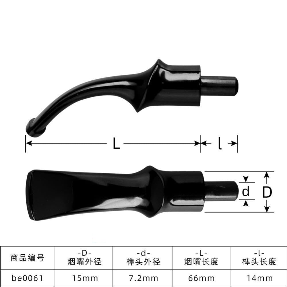 Bocchino Conico Piegato di Ricambio per Pipa da Tabacco Fai-da-Te, Adatto a filtri da 3 mm, Stelo in Acrilico Nero, Design a Sella Rotonda,7pcs