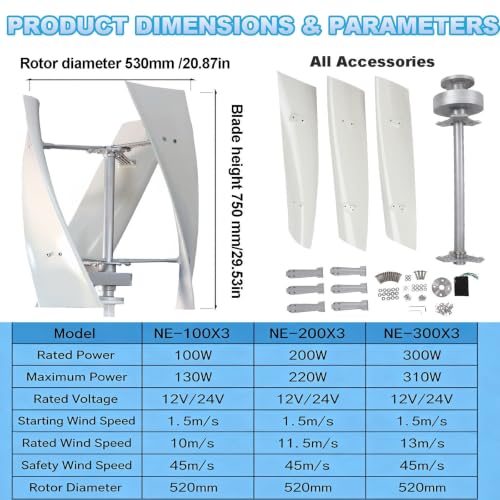 Generador de viento compacto 12V 24V vertical con controlador 5