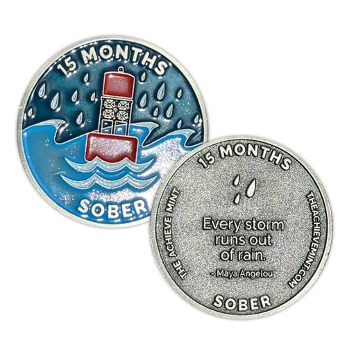 Image of The Achieve Mint 15 Months Sober Token | Fifteen Month Sober Chip | Non-AA Gift, Non-Religious Medallions for Men and Women Celebrating Sobriety