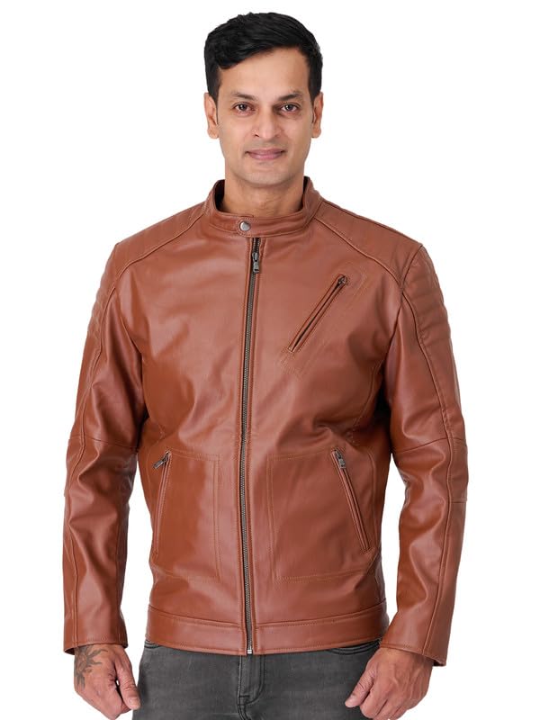 Faux Leather Men's Simple Style Jacket