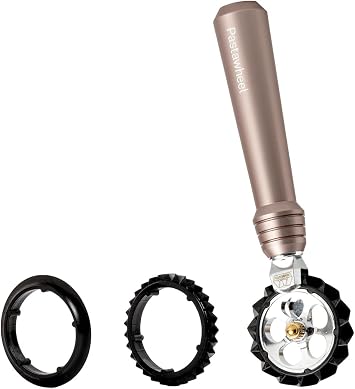 Marcato Pastawheel Dough Cutter & Crimper, Powder Pink. with 3 Interchangeable Wheels -Straight Cut, Tight Zig-Zag, Wide Zig-Zag. Made in Italy