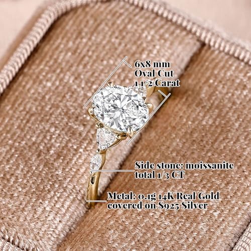 Moissanite Engagement Ring for Women 14K Gold Vermeil 925 Sterling Silver Wedding Promise Ring April Birthstone Valentine's Day Mother's Day Anniversary Christmas Gift for Her Size 5 to 123