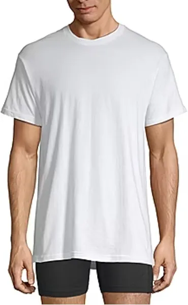 Stafford 4-Pack Men's Ultra Soft 100% Cotton Crew Neck T-Shirt White (Large)
