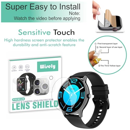 Image of Wisely |3pcs| Screen Guard Protector For Noise Twist Go Smartwatch |1.39 inch| Bubble Free, Easy installation kit, Clear HD, Full Cover