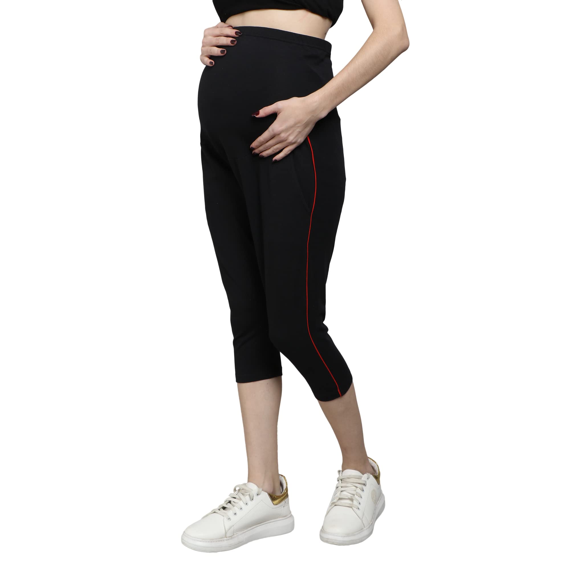 Sillyboom Women's Comfort Fit Maternity Yoga Pants Capris for Women Pregnancy Pants Over-Belly Design and Elastic Waistband for All Moms to Be (Black, XL) - Image 5 thumbnail