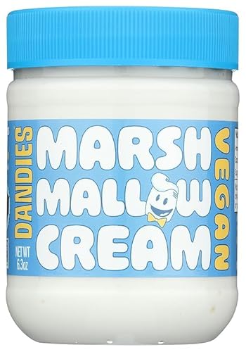 DANDIES Vegan Marshmallow Spread, Plant-Based, Gelatin-Free, Dairy-Free, Non-GMO, Marshmallow Cream for Baking, Toast, S’mores, Hot Chocolate & Desserts – 6.3 oz Jar, Single Pack (Pack of 1)